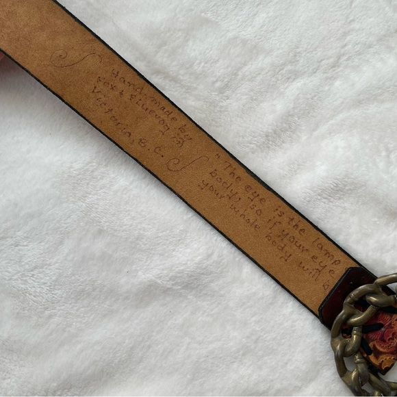 FOX & FLUEVOG 1970s Handmade Leather Belt with Brass Buckle - Picture 3 of 12